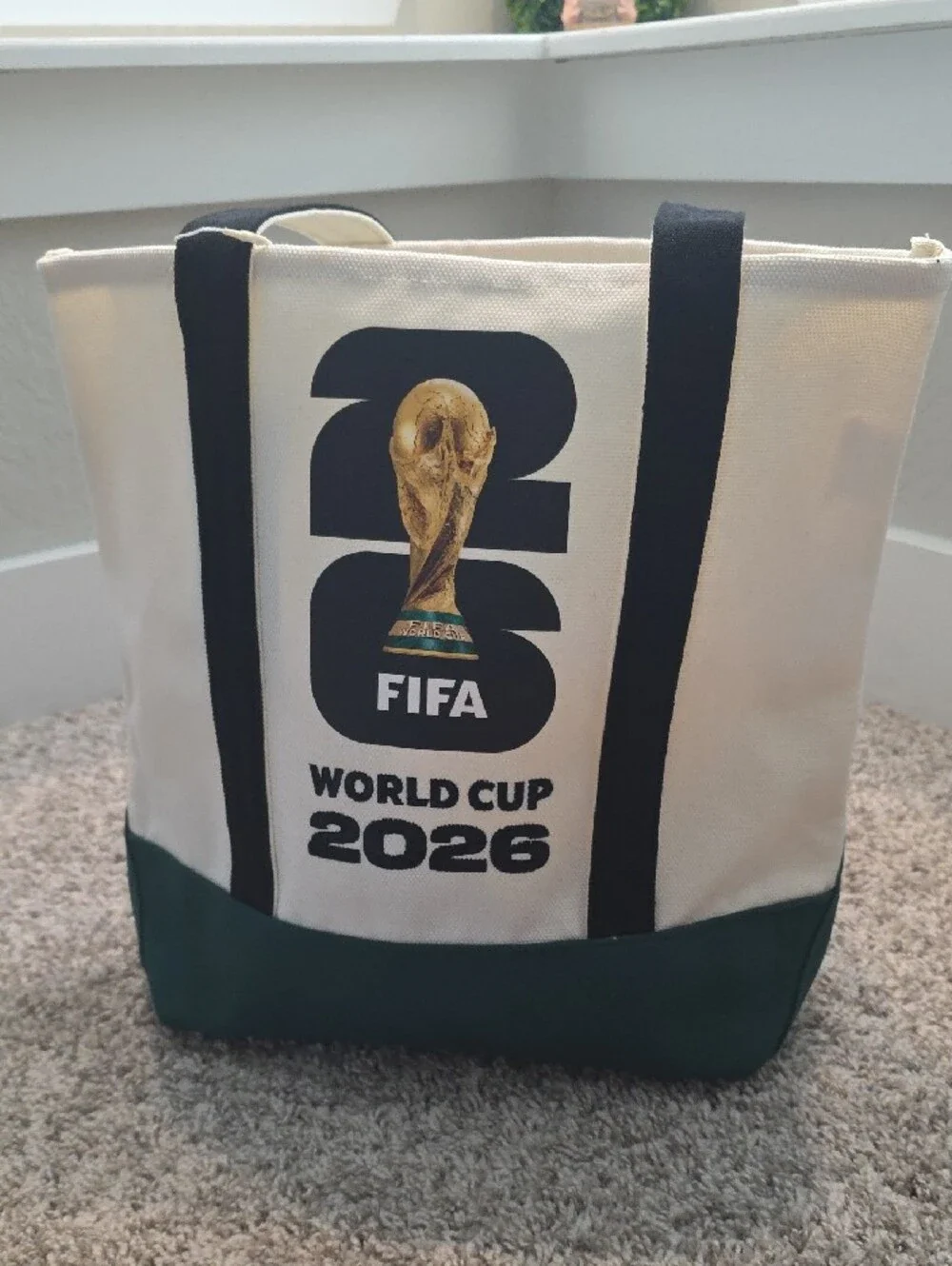 FIFA World Cup 2026 Canvas Tote Bag - White & Green